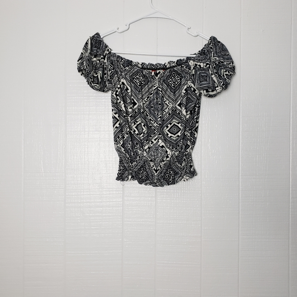 Geometric Off the Shoulder Top